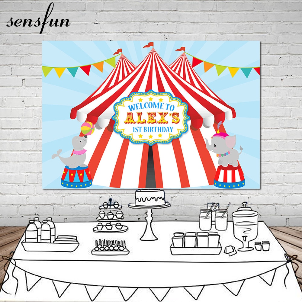 Sensfun Carnival Circus Party Photography Backdrop Bunting 1st Birthday Party Backgrounds Photocall Vinyl