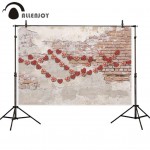 Allenjoy photography background red heart grungy brick wall backdrop photocall photobooth photo studio shoot prop fabric