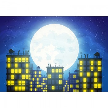 Allenjoy photography backdrop moon city building night cartoon stars background photo studio customize photobooth photocall