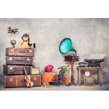 Grey Baby Birthday photo Backdrops for Photography background vintage Retro Suitcase newborn Photography Props studio Xt-7358