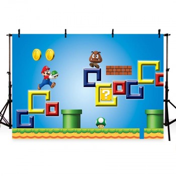 MEHOFOTO Custom Vinyl Photographic Backdrop Kids Birthday Party Boys Super Marie Bros Game Level Children Backgrounds Photo Pro