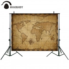Allenjoy photographic background Map navigation ancient world travel customization new backdrop photocall photo printed custom