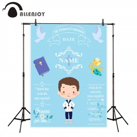 Allenjoy backgrounds for photography studio blue little boy My first holy communion customize backdrop original design photocall