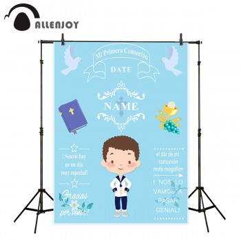 Allenjoy backgrounds for photography studio blue little boy My first holy communion customize backdrop original design photocall