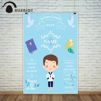 Allenjoy backgrounds for photography studio blue little boy My first holy communion customize backdrop original design photocall