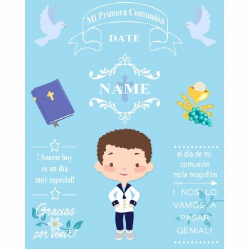 Allenjoy backgrounds for photography studio blue little boy My first holy communion customize backdrop original design photocall