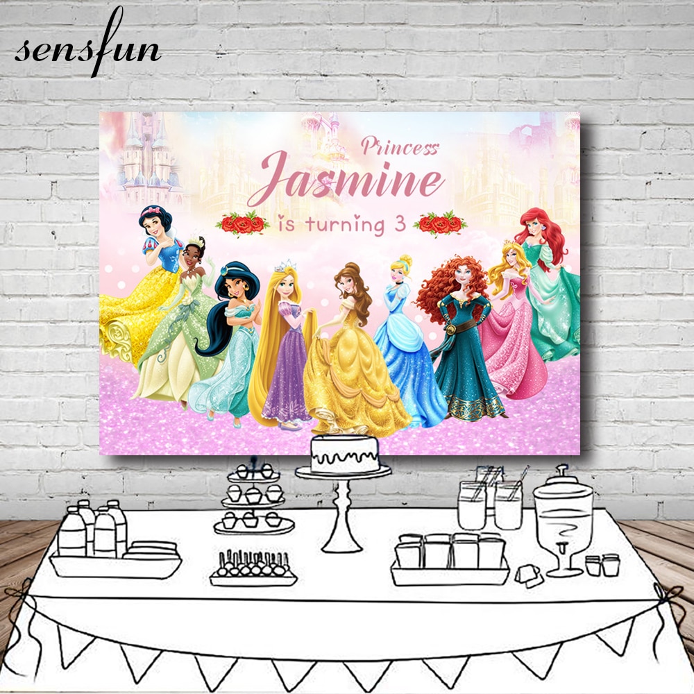 Fairy Tale Princess Backdrop Cartoon Children Girls Birthday Party Backgrounds For Photo Studio Custom Name 7x5FT Vinyl