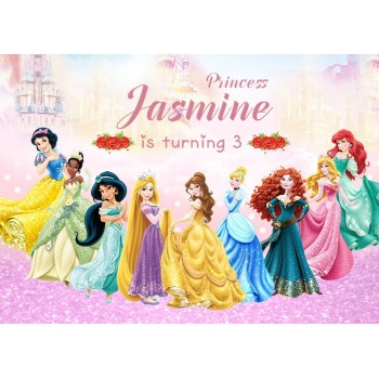 Fairy Tale Princess Backdrop Cartoon Children Girls Birthday Party Backgrounds For Photo Studio Custom Name 7x5FT Vinyl