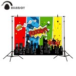 Allenjoy backdrop for photo studio superhero building kid colorful party celebrate photography background professional