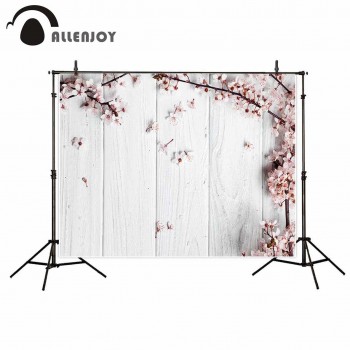 Allenjoy pink flowers spring on white wooden board photo background fund background vinyl photography studio funds fund