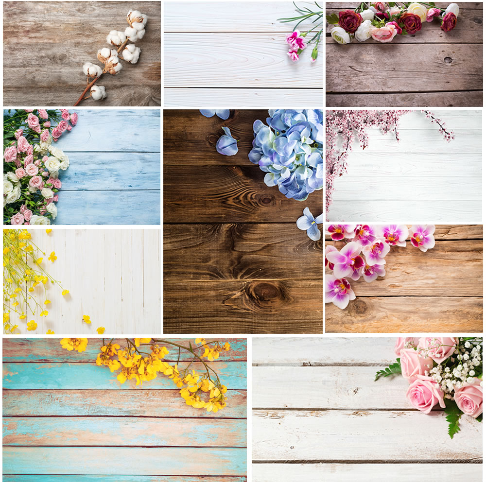 Wood Board Flower Photo Background Birthday Photocall  Baby Shower Food Cake Photography Backdrops Fond Photographie Mariage