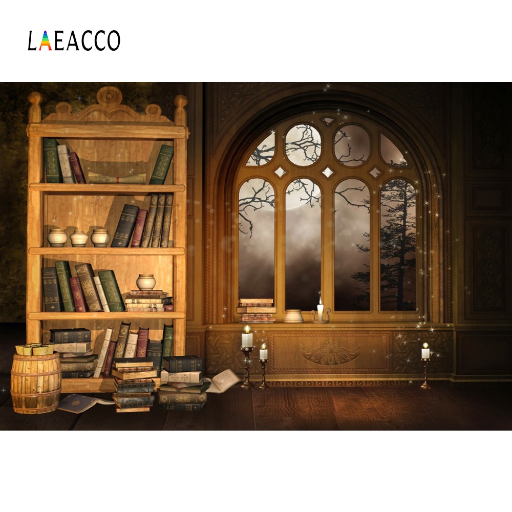 Laeacco Arch Window Book Bookshelf Photography Backgrounds Customized Photographic Backdrops For Photo Studio