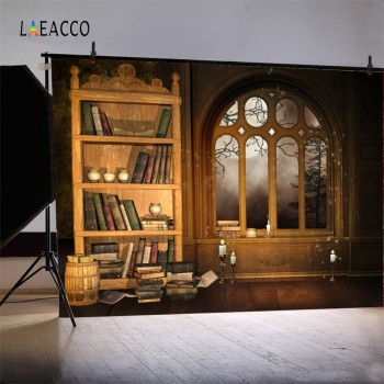 Laeacco Arch Window Book Bookshelf Photography Backgrounds Customized Photographic Backdrops For Photo Studio