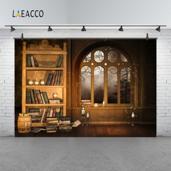Laeacco Arch Window Book Bookshelf Photography Backgrounds Customized Photographic Backdrops For Photo Studio