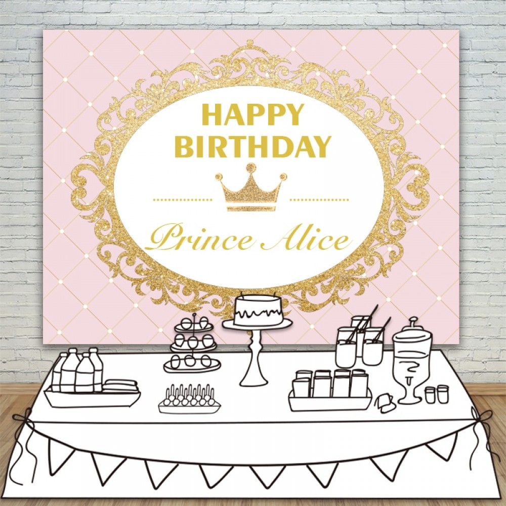Allenjoy Photography backdrops Princess Party Pink Gold Glitter Birthday Invitation celebration Party Table Dessert Background