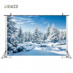 Laeacco Winter Snow Storm Forest Scenery Party Baby Photography Backgrounds Customized Photographic Backdrops For Photo Studio
