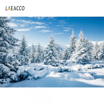 Laeacco Winter Snow Storm Forest Scenery Party Baby Photography Backgrounds Customized Photographic Backdrops For Photo Studio