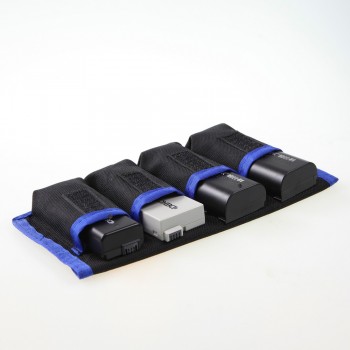 Meking Lithium Battery Storage Pouch for Canon LP-E6 LP-E8 Sony NP-FW50 EN-EL14 EN-EL15 4 Pockets Waterproofed Nylon Bag