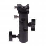 E Type Universal Metal Flash Hot Shoe Speedlite Umbrella Holder Light Stand Bracket with 1/4 to 3/8 Screw Mount Swivel Adapter