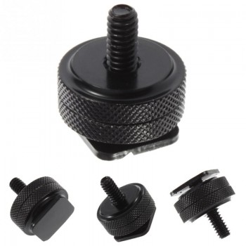 Black aluminum metal 1/4 3/8 adapter Tripod Screw to Flash Hot Shoe Mount Adapter For DSLR SLR on Hotshoe Studio Accessory