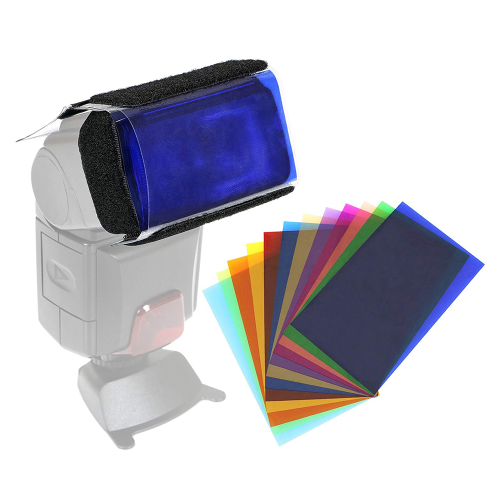 12 Colors Camera Flash Diffuse Gels Filter Transparent Color Balance Lighting Filter Kit for Photo Studio Camera Accessories