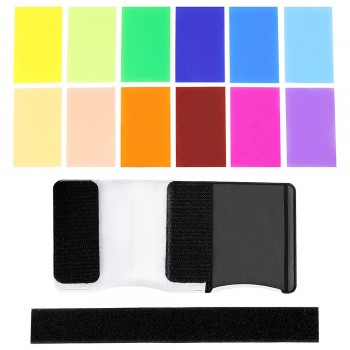 12 Colors Camera Flash Diffuse Gels Filter Transparent Color Balance Lighting Filter Kit for Photo Studio Camera Accessories