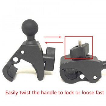 Jadkinsta Claw Clamp Motorcycle Handlebar Bike Rail Mount Base with 1 inch Rubber Ball Double Socket Arm for Gopro Ram mount SLR