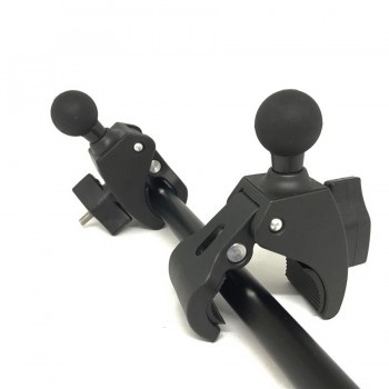 Jadkinsta Claw Clamp Motorcycle Handlebar Bike Rail Mount Base with 1 inch Rubber Ball Double Socket Arm for Gopro Ram mount SLR