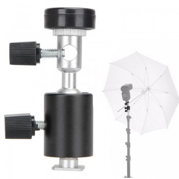 ALLOYSEED 360 Degree Camera Flash Hot Shoe Adapter Umbrella Holder Light Stand Bracket Type C Photography Accessories