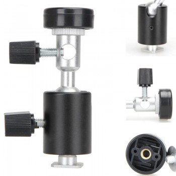 ALLOYSEED 360 Degree Camera Flash Hot Shoe Adapter Umbrella Holder Light Stand Bracket Type C Photography Accessories