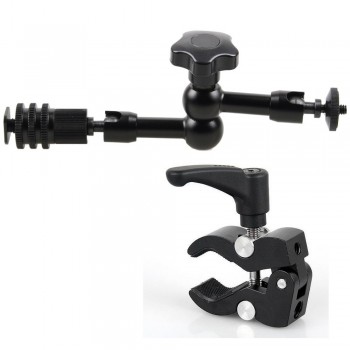 7 inch 1/4 Adjustable Friction Articulating Magic Arm+Clamp for DSLR Rig LCD Monitor LED Light Stabilizer Go pro Cell phone