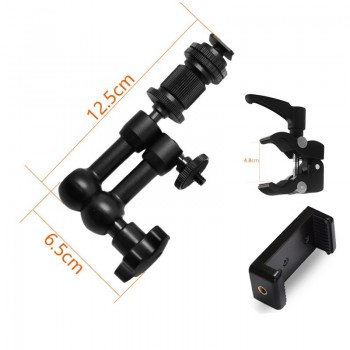 7 inch 1/4 Adjustable Friction Articulating Magic Arm+Clamp for DSLR Rig LCD Monitor LED Light Stabilizer Go pro Cell phone