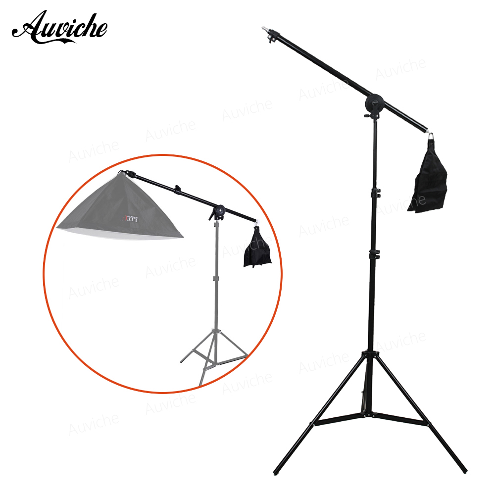 75-140cm / 30-55 Studio Photo Telescopic Boom Arm Top Light w/ Sandbag with 2m Light stand for Speedlite / Mini Flash Strobe