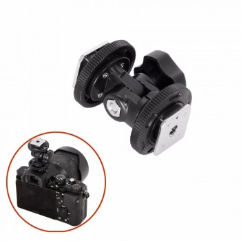 Meking Rotatable Dual Hot Shoe Adapter Bracket Holder Mount For LED Video Light DSLR Camera Hotshoe Adapter Angle Adjustable