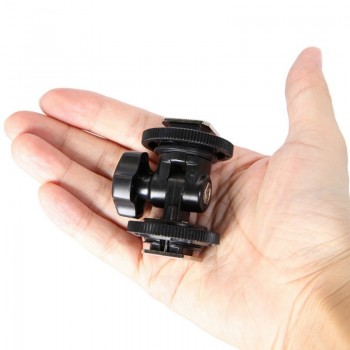 Meking Rotatable Dual Hot Shoe Adapter Bracket Holder Mount For LED Video Light DSLR Camera Hotshoe Adapter Angle Adjustable