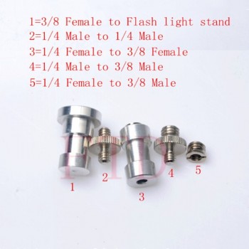 HAFEI 5In1 1/4 to 3/8 male to female adapter screw camera tripod ball head monopod flash light stand mount accessories