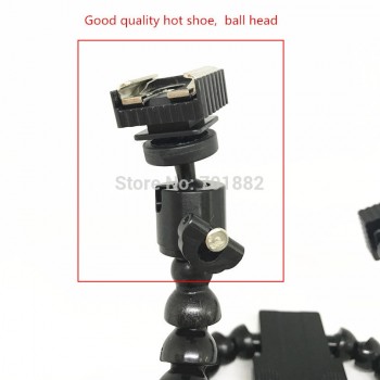 Flexible Dual Arm Camera Flash Bracket Holder Two Hot Shoe Mounts Bracket with Ball Head for Speedlite DSLR Macro Shooting