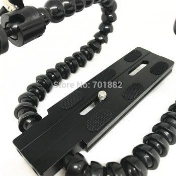 Flexible Dual Arm Camera Flash Bracket Holder Two Hot Shoe Mounts Bracket with Ball Head for Speedlite DSLR Macro Shooting