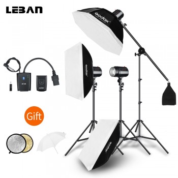 Godox 600Ws Professional Strobe Studio Flash Light Kit 3pcs 200Ws Photography Light + Light Stand + Softbox + Triggers + Gift