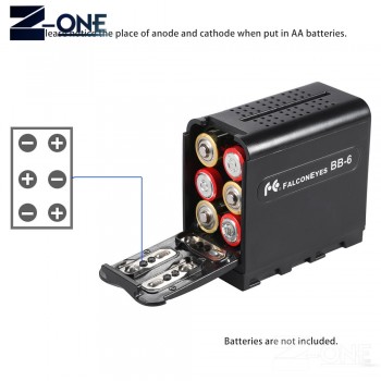 BB-6 6pcs AA Battery Case Pack Battery Holder Power as NP-F NP-970 Series Battery for LED Video Light Panel / Monitor