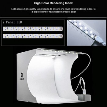 PULUZ Folding Lightbox Photography Photo Studio Softbox 1/2 Panel LED Light Soft Box Photo Background Kit Light box for Camera