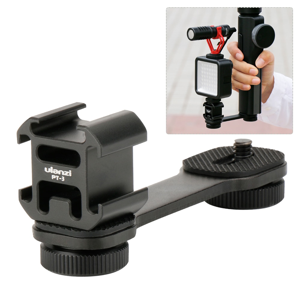 3 in 1 Triple Hot Shoe Mount Adapter Extension Bracket Holder Boya BY-MM1 Microphone Stand for zhiyun Smooth 4 DJI OSMO mobile 2