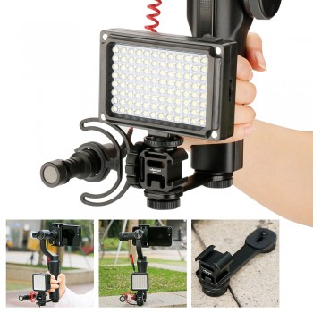 3 in 1 Triple Hot Shoe Mount Adapter Extension Bracket Holder Boya BY-MM1 Microphone Stand for zhiyun Smooth 4 DJI OSMO mobile 2