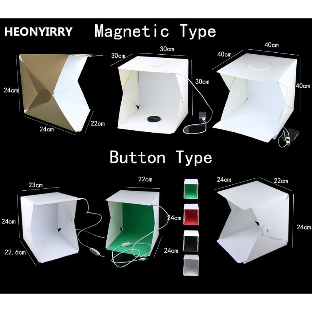 Portable Folding Studio Diffuse Soft Box With LED Light Black White Photography Background Photo Studio box