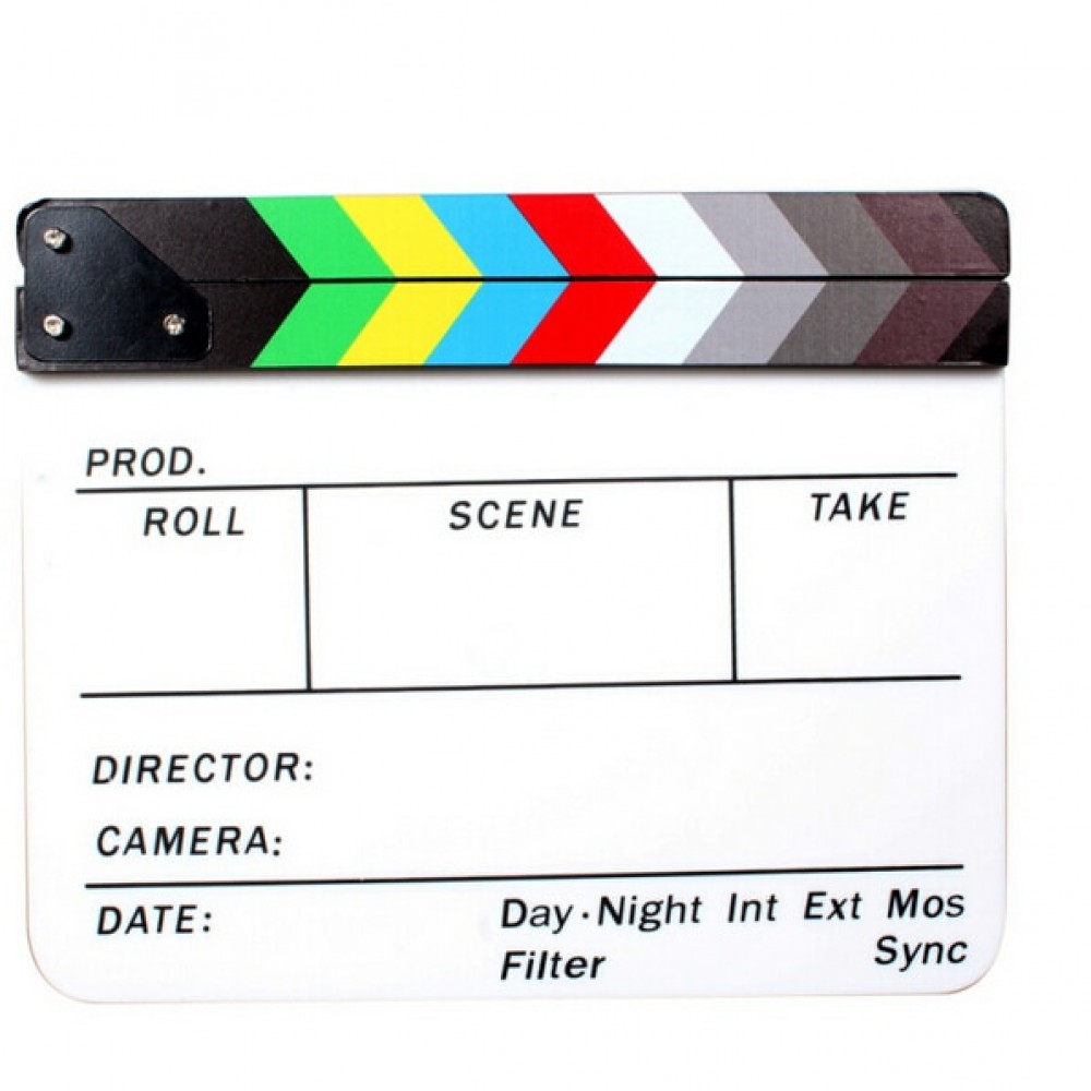 Professional Colorful Clapperboard Clapper Board Acrylic Dry Erase Director TV Movie Film Action Slate Clap Handmade Cut Prop