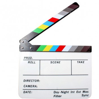 Professional Colorful Clapperboard Clapper Board Acrylic Dry Erase Director TV Movie Film Action Slate Clap Handmade Cut Prop
