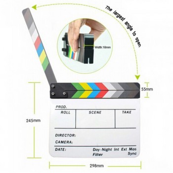 Professional Colorful Clapperboard Clapper Board Acrylic Dry Erase Director TV Movie Film Action Slate Clap Handmade Cut Prop