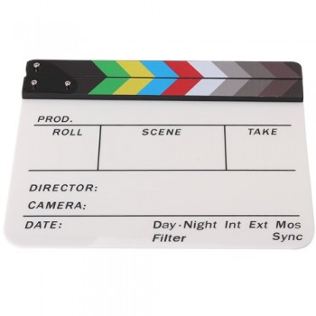 Professional Colorful Clapperboard Clapper Board Acrylic Dry Erase Director TV Movie Film Action Slate Clap Handmade Cut Prop