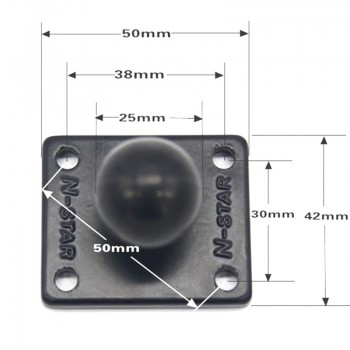 Aluminum Square Mounting Base w/ 1 inch ( 25mm ) Bubber ball compatible for ram mounts for gorpo camera, dslr, for garmin ..