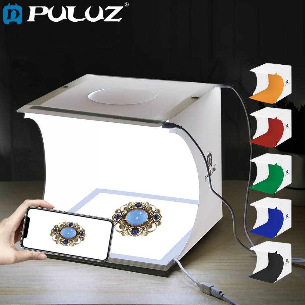 PULUZ Mini 22.5 LED Photography Shadowless Bottom Light Lamp Panel Pad +2LED Panels 20CM lightbox Photo Studio Shooting Tent Box